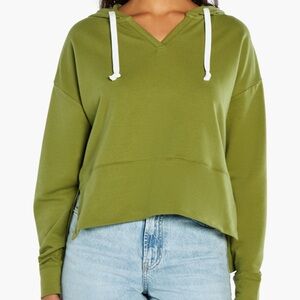 Crop French terry Green Hoodie
